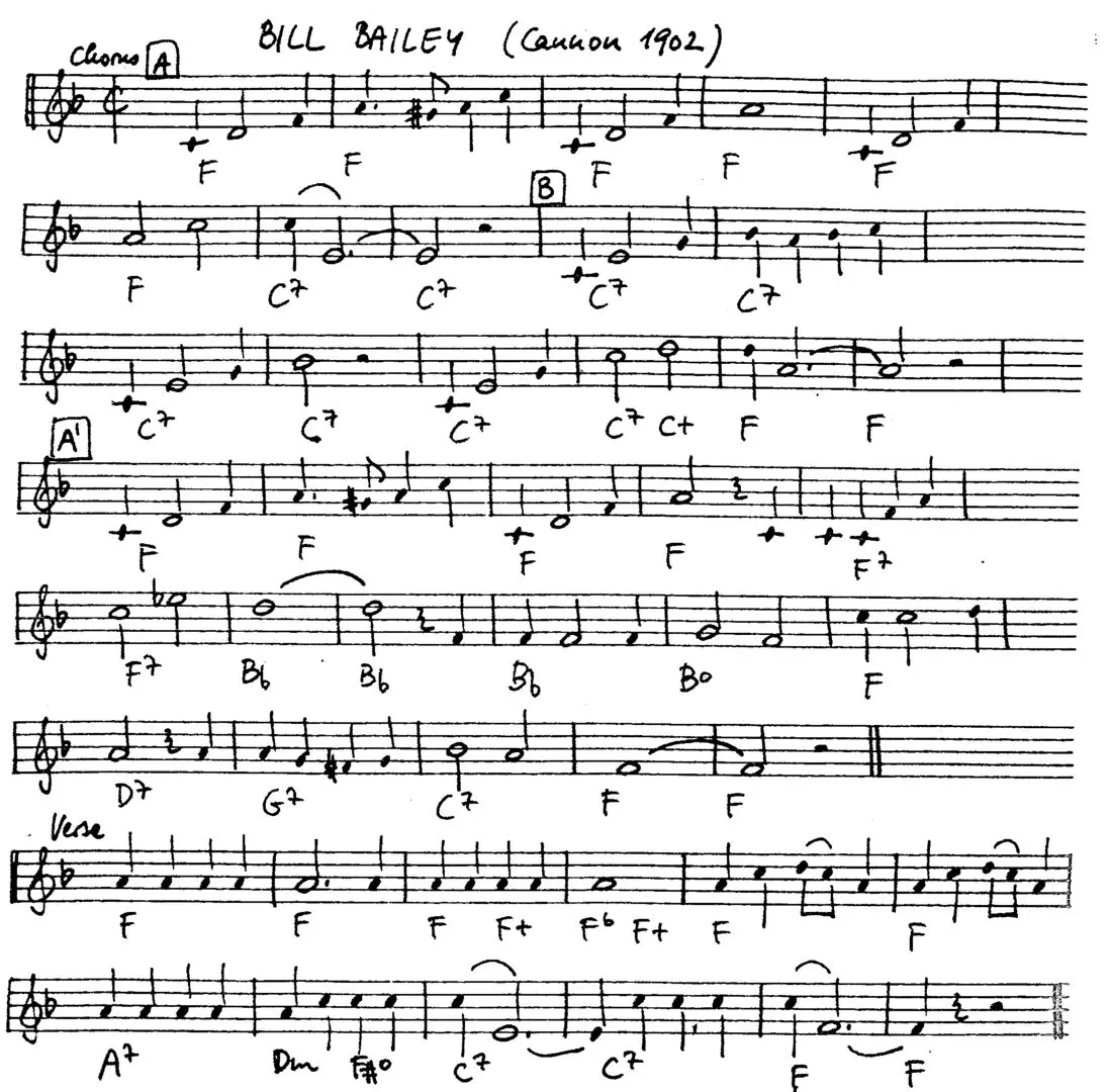 bill bailey free jazz leadsheet - Courtesy of the Jungle Jazz Band